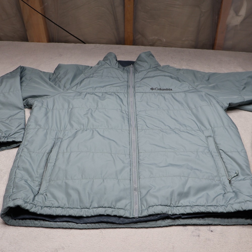 Columbia Jacket Mens Large Blue Insulated Full Zip Winter Puffer Outdoor Hiking